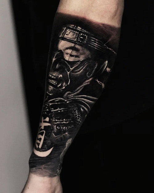 Тату портрет самурая