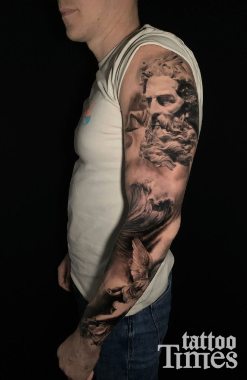 Тату рукав Посейдон